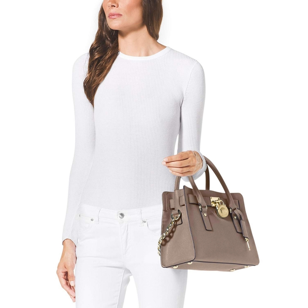 New! MICHAEL KORS Hamilton Large East West Leather Handbag Satchel Bag Crossbody